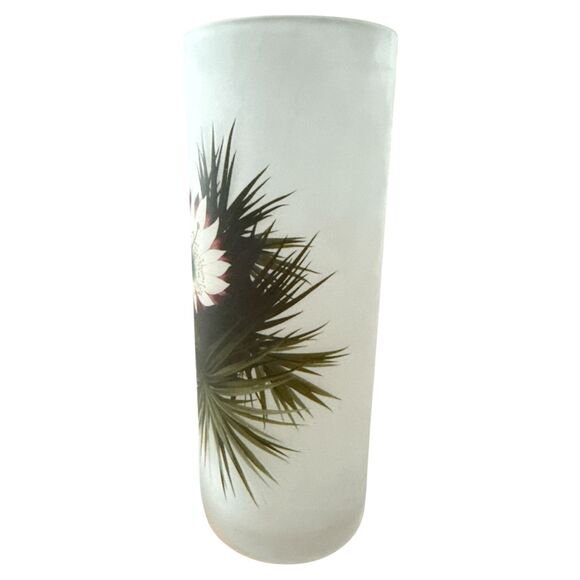 Tommy Bahama Tall Frosted Glasses Set Tropical Bird of Paradise Palm Highball - Picture 5 of 7